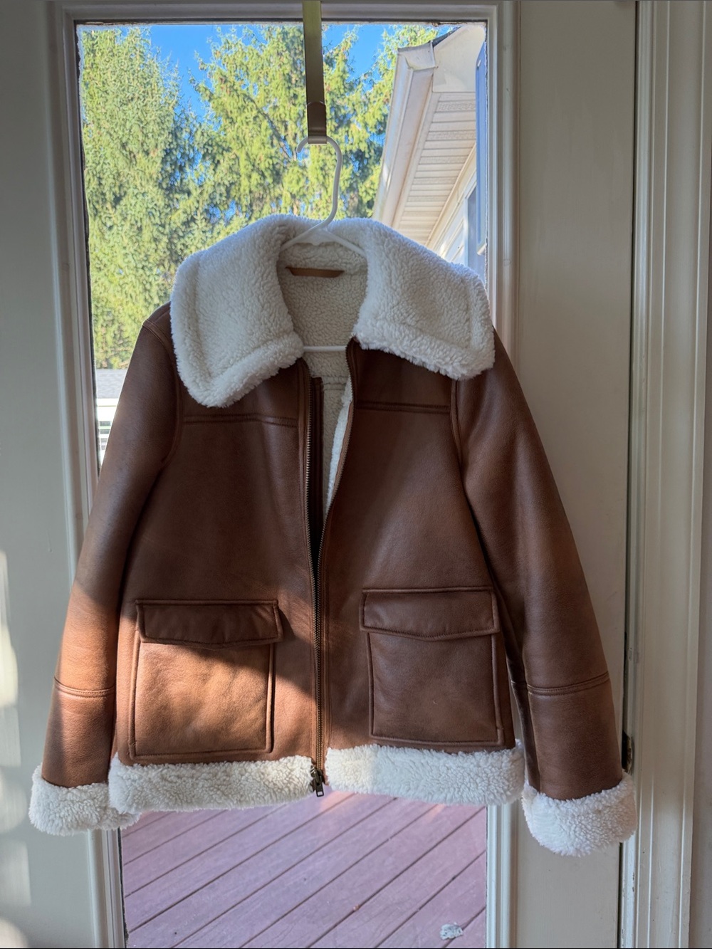 Boden Brown Faux Shearling-Trim Puffer Jacket
